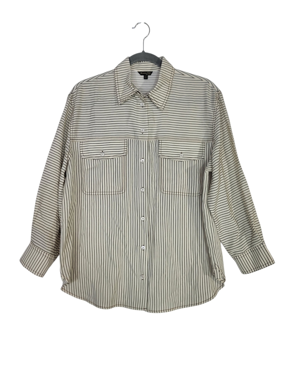Massimo Dutti Classic PinStripe front patch pocket Buttondown Long sleeve shirt